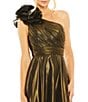 Mac Duggal Ruffle One Shoulder Shimmer Organza Midi Dress, Color:Antique Gold - Image 3
