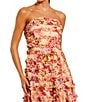 Mac Duggal Ruffle Strapless Floral Midi Dress, Color:Pink Multi - Image 3