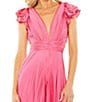 Color:Candy Pink - Image 3 - Ruffled Cap Sleeve Pleated Jumpsuit