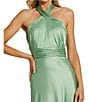 Mac Duggal Satin Halter Neck Sleeveless Gown, Color:Sage - Image 3