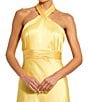 Mac Duggal Satin Halter Neck Sleeveless Gown, Color:Lemon - Image 3