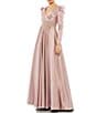 Color:Rose Pink - Image 1 - Satin Long Sleeve V-Neck Gown