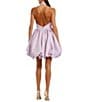 Mac Duggal Satin Mock Neck Sleeveless Ruched Rosette Bubble Hem Mini Dress, Color:Rose - Image 2