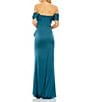 Color:Ocean - Image 2 - Satin Off The Shoulder Bustier Ruched Ruffle Gown