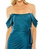 Color:Ocean - Image 3 - Satin Off The Shoulder Bustier Ruched Ruffle Gown