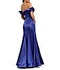 Mac Duggal Satin Off The Shoulder Ruffle 3D Flower Flutter Sleeve Pleated Mermaid Gown, Color:Cobalt - Image 2