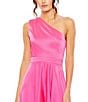 Mac Duggal Satin One Shoulder Sleeveless Ruffle High-Low A-Line Dress, Color:Hot Pink - Image 3