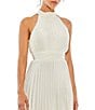 Mac Duggal Satin Pleated Halter Neck Sleeveless A-Line Dress, Color:White - Image 3