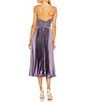 Color:Vintage Lilac - Image 2 - Satin Pleated V-Neck Sleeveless Midi Dress