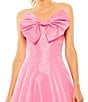 Color:Candy Pink - Image 3 - Satin Strapless Bow Bodice A-line Ball Gown