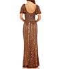 Mac Duggal Scoop Neck Flutter Sleeve Evening Gown - Image 2