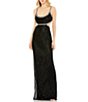 Color:Black - Image 1 - Scoop Neck Sleeveless Beaded Trim Open-Back Gown