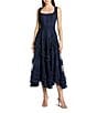 Mac Duggal Scoop Neck Sleeveless Micro Ruffle Mesh Aline Midi Dress - Image 4