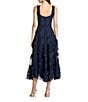 Mac Duggal Scoop Neck Sleeveless Micro Ruffle Mesh Aline Midi Dress - Image 5