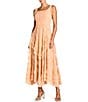 Mac Duggal Scoop Neck Sleeveless Micro Ruffle Mesh Aline Midi Dress - Image 1