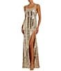 Mac Duggal Scoop Neck Strap Back Embellished Column Gown, Color:Nude Silver - Image 1