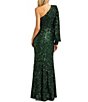 Mac Duggal Sequin Asymmetrical One Long Bishop Sleeve Sheath Gown - Image 5
