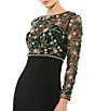 Mac Duggal Sequin Beaded Mesh Boat Neck Long Sleeve Gown - Image 3