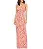 Color:Pink - Image 1 - Sequin Beaded Square Neck Sleeveless Back Slit Column Gown