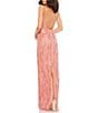 Color:Pink - Image 2 - Sequin Beaded Square Neck Sleeveless Back Slit Column Gown
