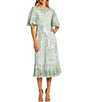 Mac Duggal Sequin Crew Neck Short Flutter Sleeve Midi Dress,Specials : American Fashion Style Bags On Sale