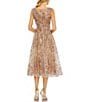 Mac Duggal Sequin Embroidered Cap Sleeve A-Line Midi Dress, Color:Bronze - Image 2