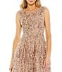 Mac Duggal Sequin Embroidered Cap Sleeve A-Line Midi Dress, Color:Bronze - Image 3