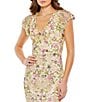 Mac Duggal Sequin Embroidered Surplice V-Neck Flutter Cap Sleeve Midi Sheath Dress, Color:Cream Multi - Image 3