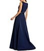 Mac Duggal Sequin Floral Applique Boat Neck Sleeveless Gathered Gown, Color:Midnight - Image 2