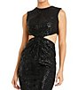 Mac Duggal Sequin Front Twist Cut-Out Midi Sheath Dress, Color:Black - Image 3
