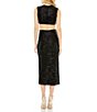 Color:Black - Image 2 - Sequin Front Twist Cut-Out Midi Sheath Dress