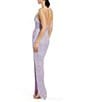 Mac Duggal Halter Neck Front Slit Sequin Gown, Color:Lilac - Image 2