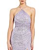 Mac Duggal Halter Neck Front Slit Sequin Gown, Color:Lilac - Image 3