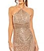 Mac Duggal Halter Neck Front Slit Sequin Gown, Color:Copper - Image 3