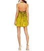 Color:Gold - Image 2 - Sequin Halter Neckline Sleeveless Mini Trapeze Shift Dress