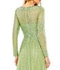 Color:Sage - Image 4 - Sequin Illusion Boat Neckline Long Sleeve Gown