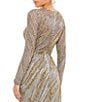 Color:Platinum - Image 4 - Sequin Long Sleeve Crew Neck Embellished Sheath Gown