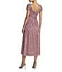 Mac Duggal Sequin Mesh Midi Dress With Beaded Short Sleeves - Image 2