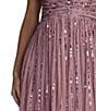 Mac Duggal Sequin Mesh Midi Dress With Beaded Short Sleeves - Image 3