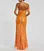 Color:Orange Crush - Image 2 - Sequin Mesh One Shoulder Gown with Slit