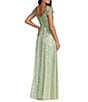 Mac Duggal Sequin Mesh V-Neck Beaded Shoulder A-Line Gown - Image 2