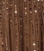 Mac Duggal Sequin Mesh V-Neck Beaded Shoulder A-Line Gown - Image 3