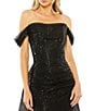 Mac Duggal Sequin Off The Shoulder Cap Sleeve Panel Train Gown, Color:Black - Image 3