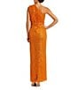 Mac Duggal Sequin Ruched One Shoulder Gown, Color:Orange - Image 2
