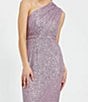 Color:Lilac - Image 3 - Sequin Ruched One Shoulder Gown