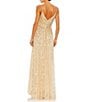 Color:Nude - Image 2 - Sequin Sleeveless Surplice V Neck Wrap Over A-Line Gown