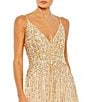 Color:Nude - Image 3 - Sequin Sleeveless Surplice V Neck Wrap Over A-Line Gown