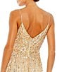 Color:Nude - Image 4 - Sequin Sleeveless Surplice V Neck Wrap Over A-Line Gown