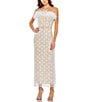 Mac Duggal Sequin Strapless Feather Neck Floral Lace Slit Back Dress, Color:White Multi - Image 1