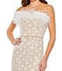 Mac Duggal Sequin Strapless Feather Neck Floral Lace Slit Back Dress, Color:White Multi - Image 3